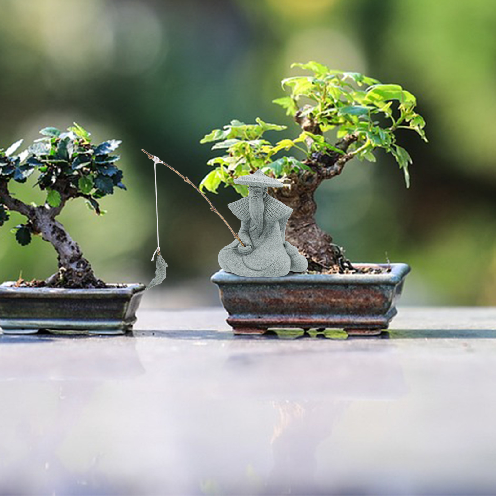 Mini Fisherman Statue Resin El - đánh giá và giá Bonsai Garden Chinese Garden