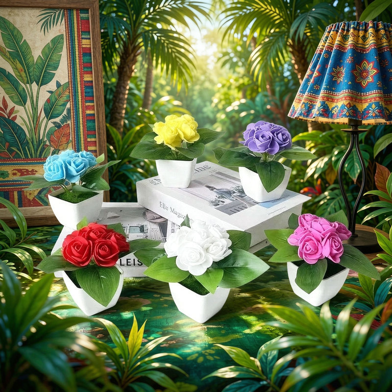 4pcs artificial 6 roses simula - đánh giá và giá Bonsai Garden Restaurant